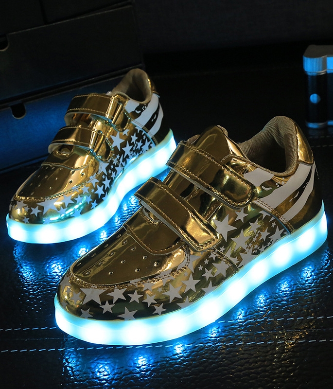 Gold Chrome Star LED Shoes - Kids