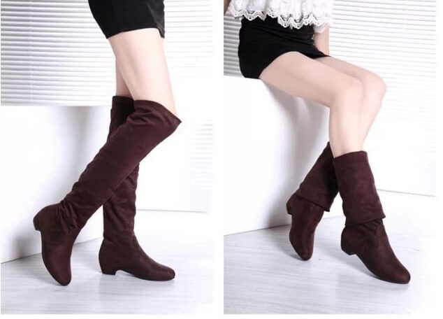 Brown Suede High Boots Import