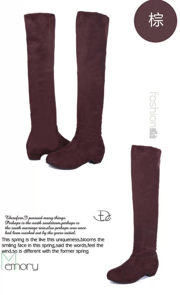 Brown Suede High Boots Import