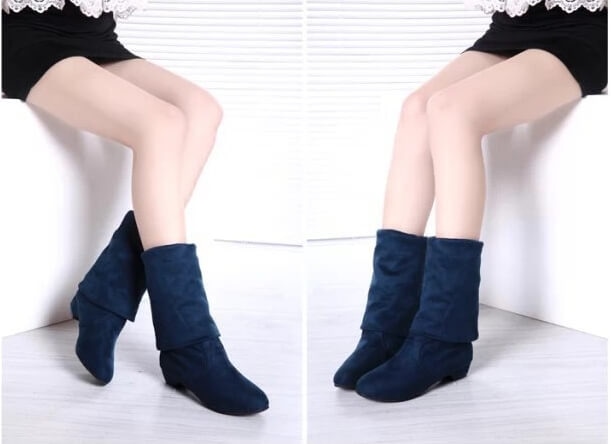 Blue Suede High Boots Import