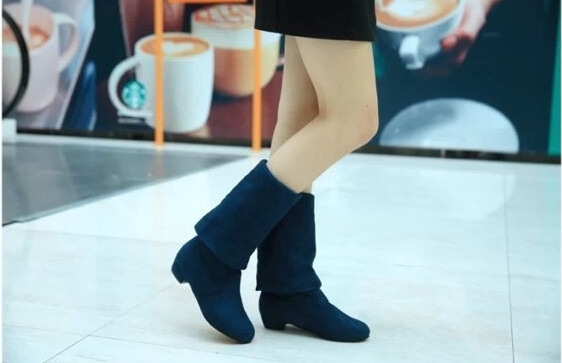 Blue Suede High Boots Import