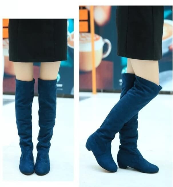 Blue Suede High Boots Import Tamochi Toko baju wanita 