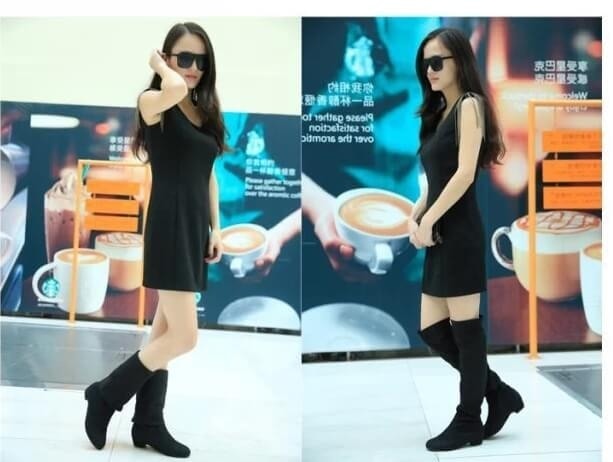 Black Suede High Boots Import