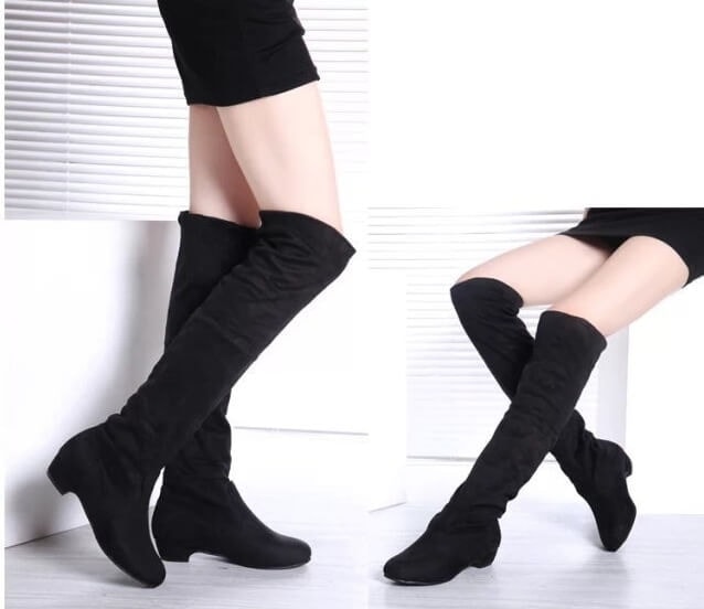 Black Suede High Boots Import