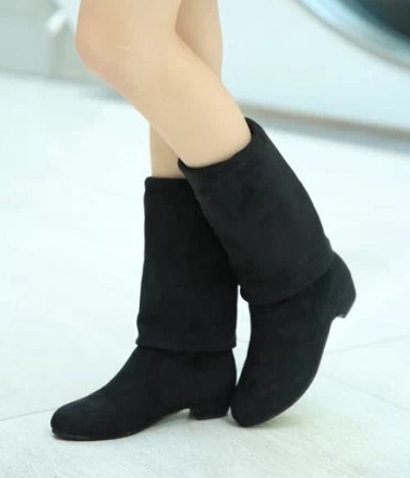 Black Suede High Boots Import