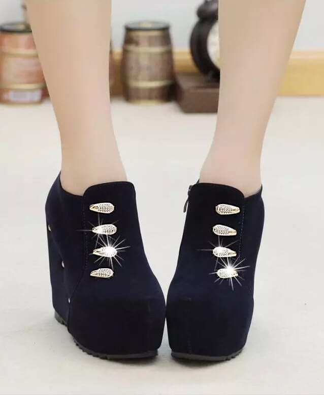 Blue Scrub High Heel Boots Import