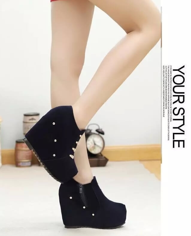 Blue Scrub High Heel Boots Import