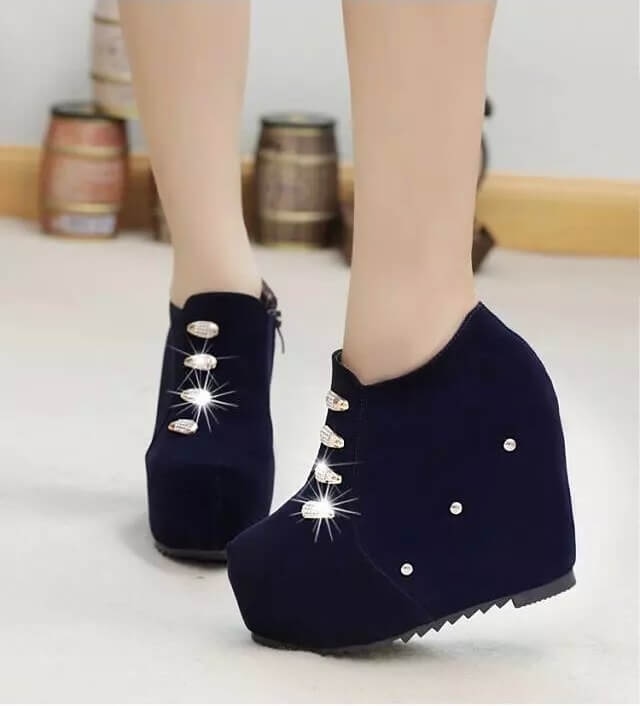 Blue Scrub High Heel Boots Import