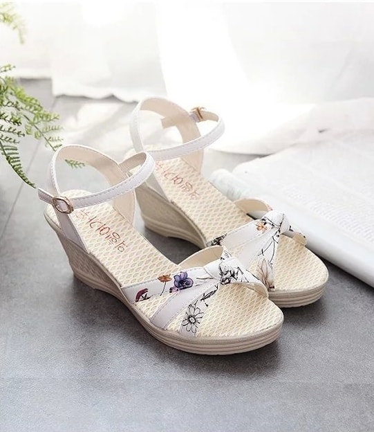 White Korean Cross Stripe High Heel Shoes