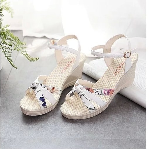 White Korean Cross Stripe High Heel Shoes