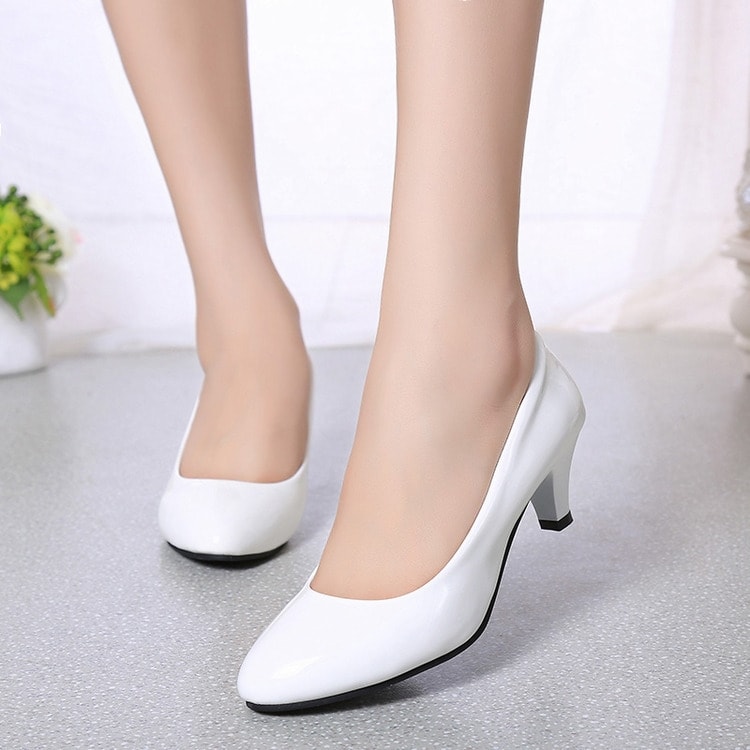 White Korean Style Office Shoes