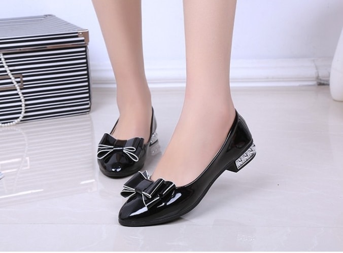 Black Korean Bow Style Office Shoes