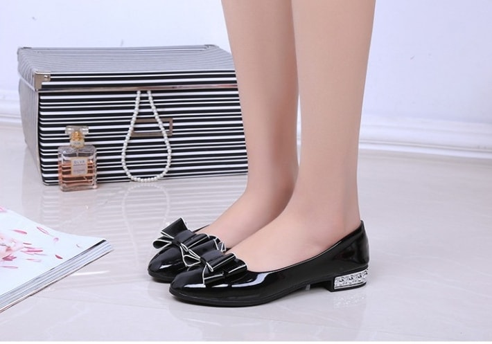 Black Korean Bow Style Office Shoes