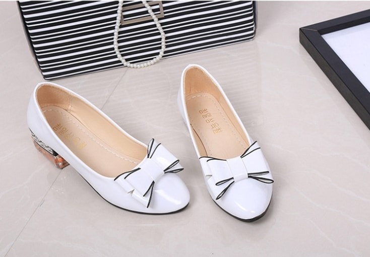 White Korean Bow Style Office Shoes