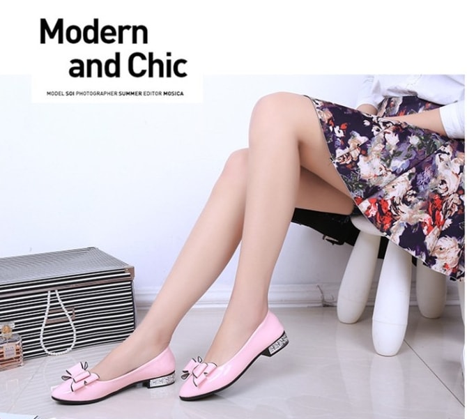 Pink Korean Bow Style Office Shoes