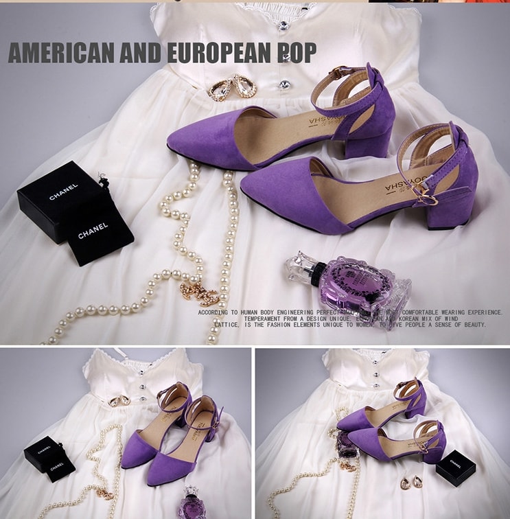 Purple Europe Suede Pointed Shoes