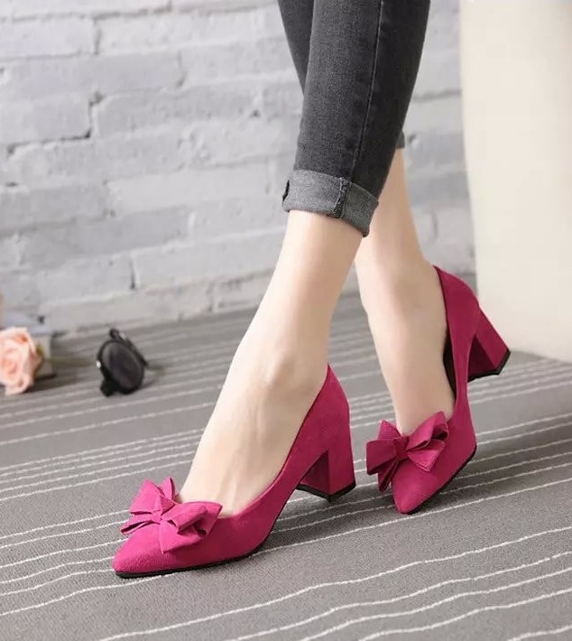 Pink Korean Bow Style Party Shoes