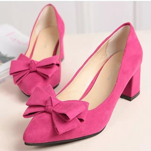 Pink Korean Bow Style Party Shoes