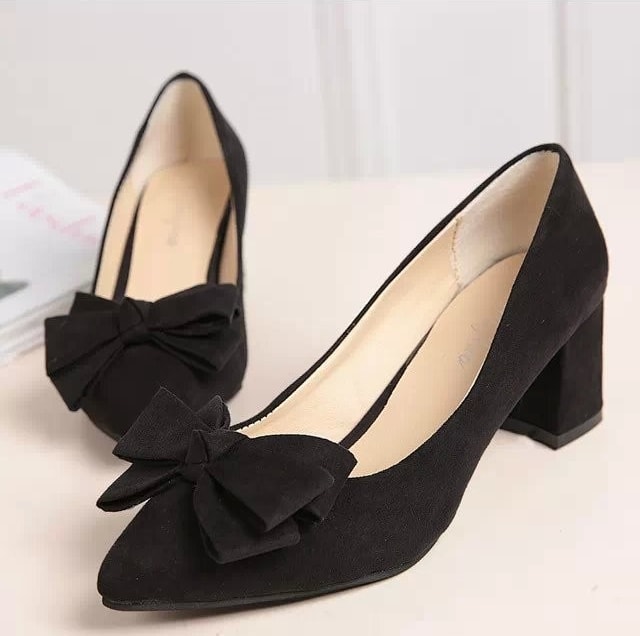 Black Korean Bow Style Party Shoes