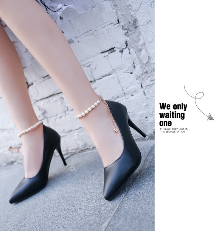 Black Korean Style Diamond Strap Shoes