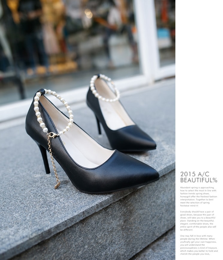 Black Korean Style Diamond Strap Shoes