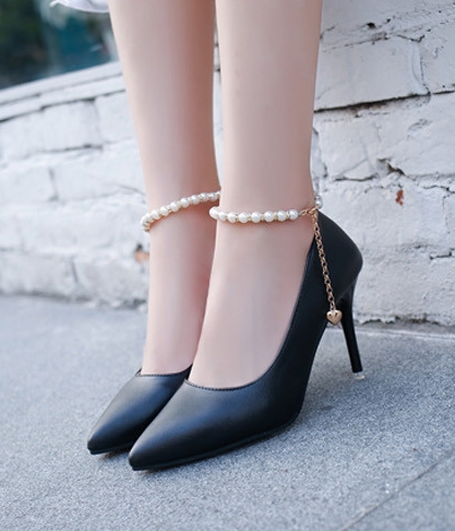 Black Korean Style Diamond Strap Shoes