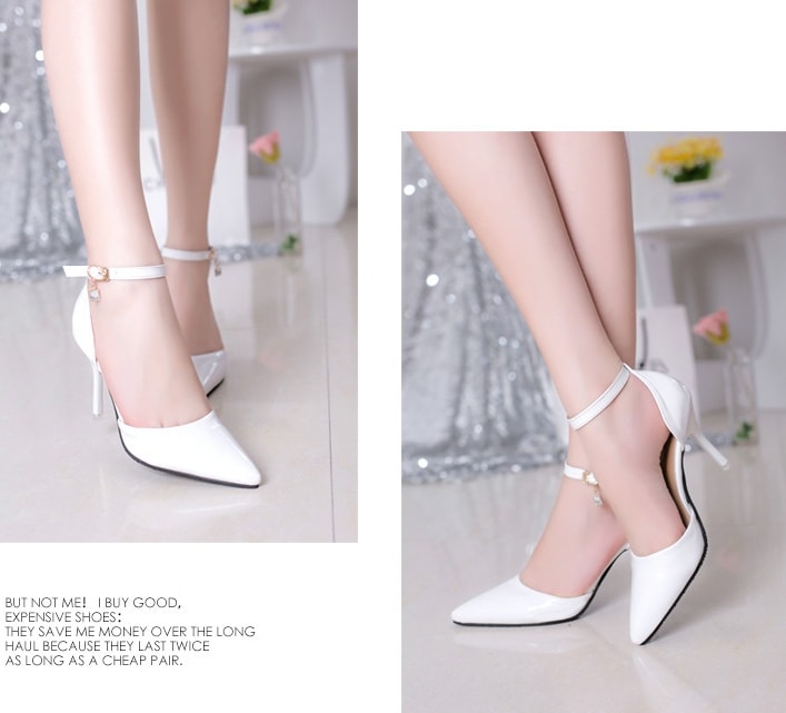 White Korean Style Diamond Strap Shoes