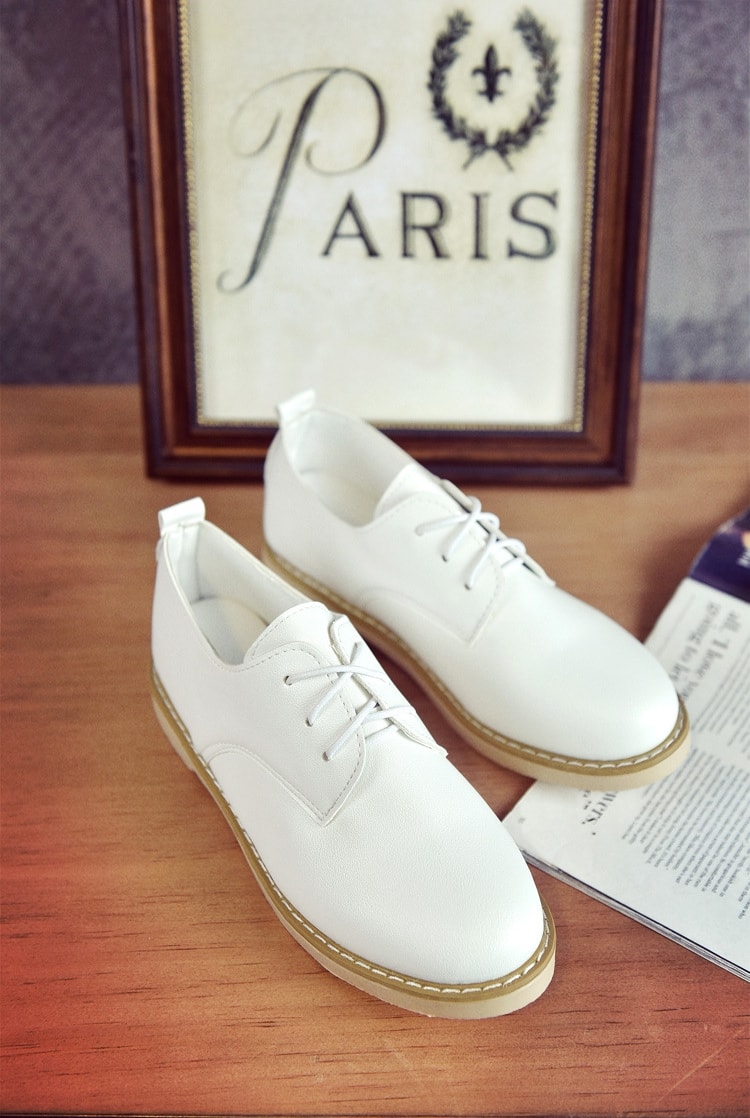 White Korean Style Martin Student Shoes