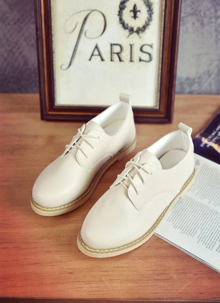 Beige Korean Style Martin Student Shoes