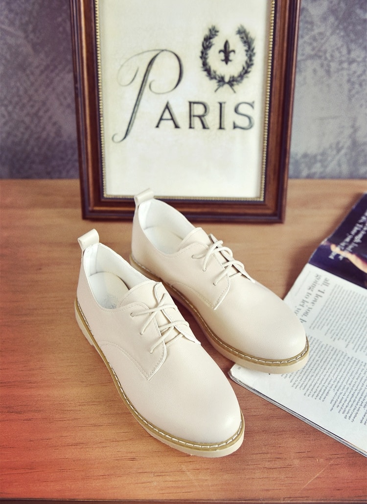 Beige Korean Style Martin Student Shoes