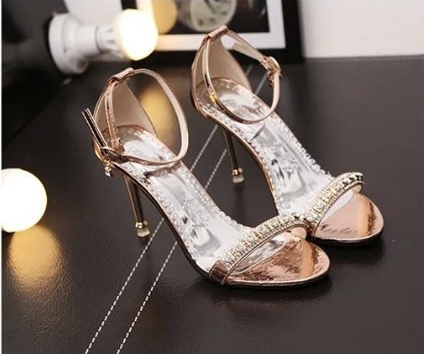 Gold Korean High Heel Party Shoes