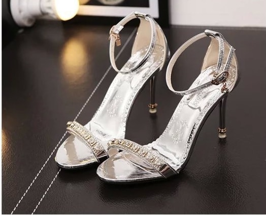 Silver Korean High Heel Party Shoes