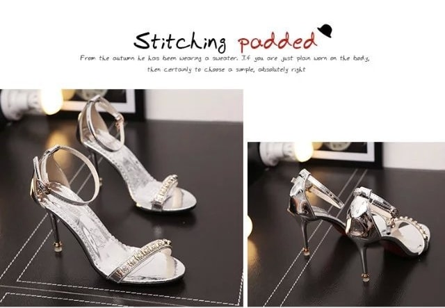 Silver Korean High Heel Party Shoes