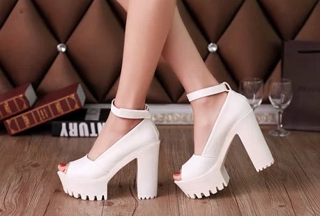 White korean Super High Heel Shoes