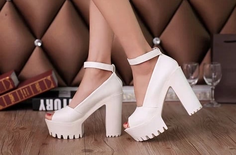 White korean Super High Heel Shoes