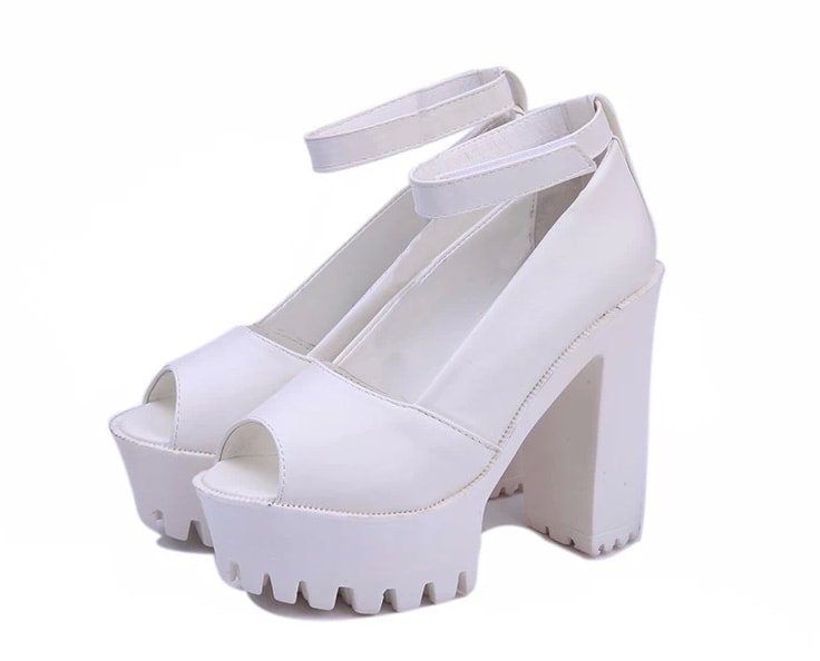 White korean Super High Heel Shoes