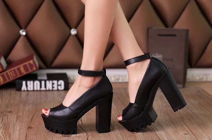 Black korean Super High Heel Shoes