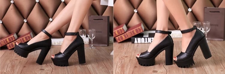 Black korean Super High Heel Shoes