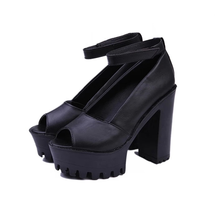 Black korean Super High Heel Shoes