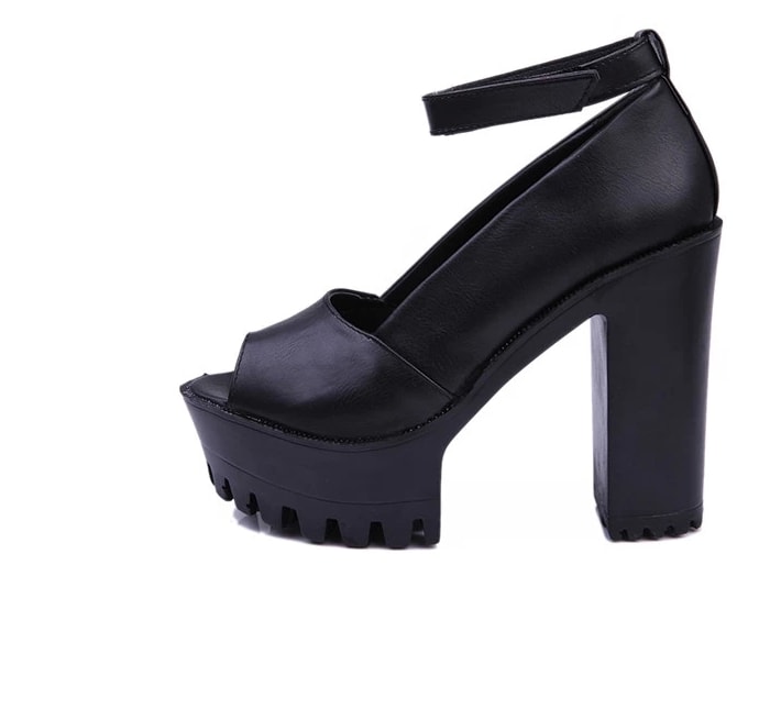 Black korean Super High Heel Shoes