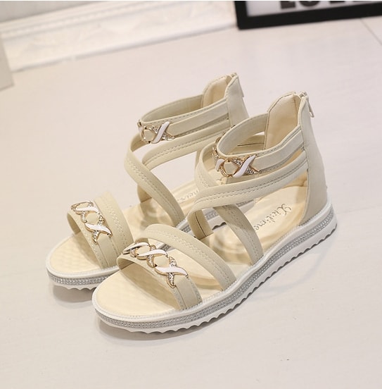 White korean Style Roman Strap Sandals