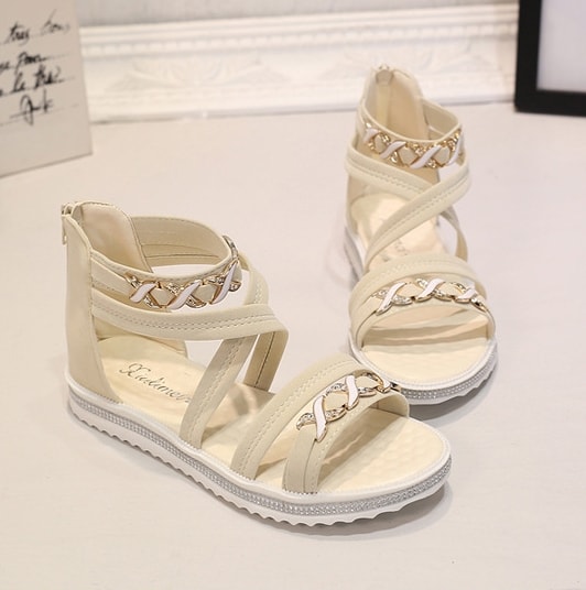 White korean Style Roman Strap Sandals