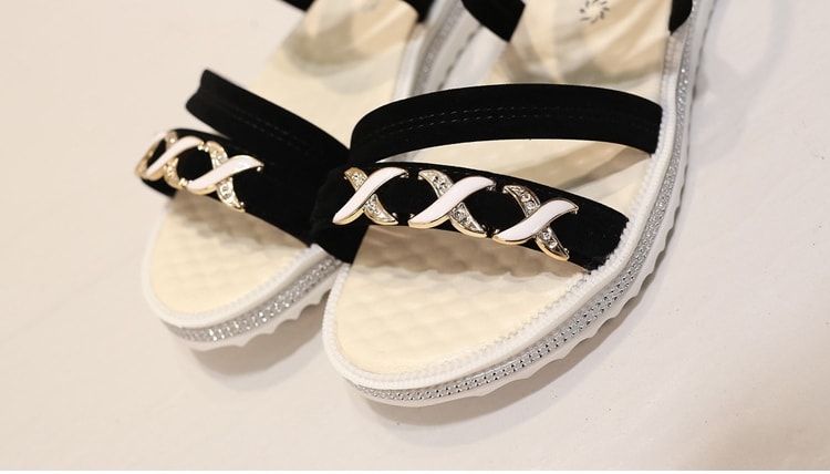 Black korean Style Roman Strap Sandals