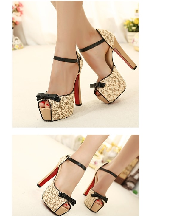 Beige High Heel Party Shoes Korea