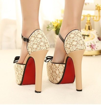 Beige High Heel Party Shoes Korea