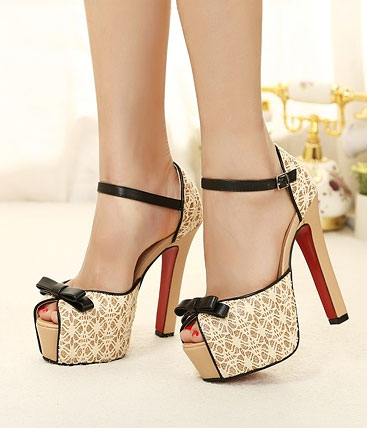 Beige High Heel Party Shoes Korea