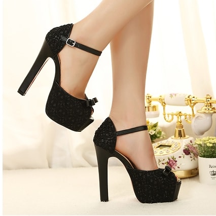 Black High Heel Party Shoes Korea