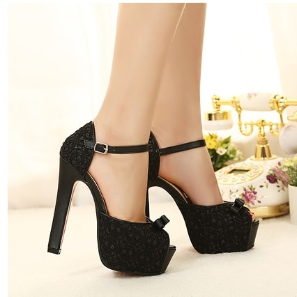 Black High Heel Party Shoes Korea