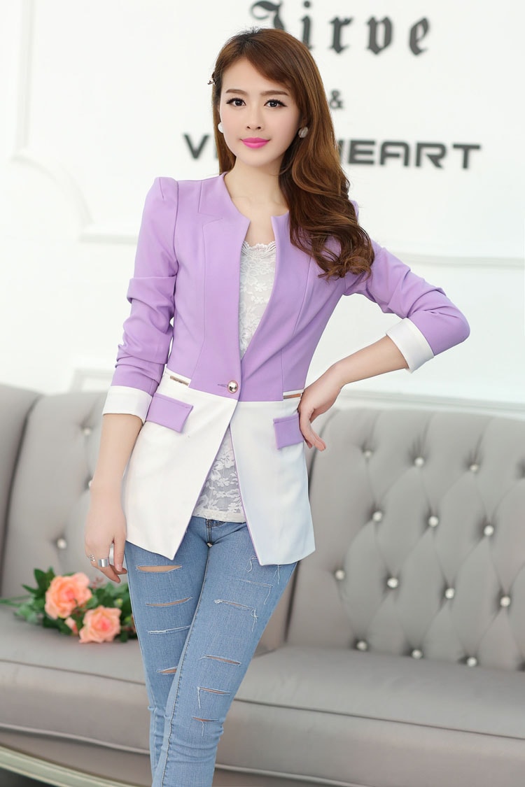 Two Color Blazer JC672 Purple