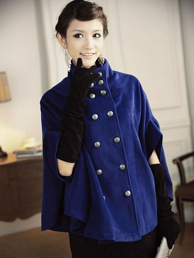 Bat Sleeve Coat JC733 Blue